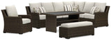 Brook Ranch Brown Outdoor Sectional Set with Lounge Chair and Coffee Table by Ashley at Eve Furniture