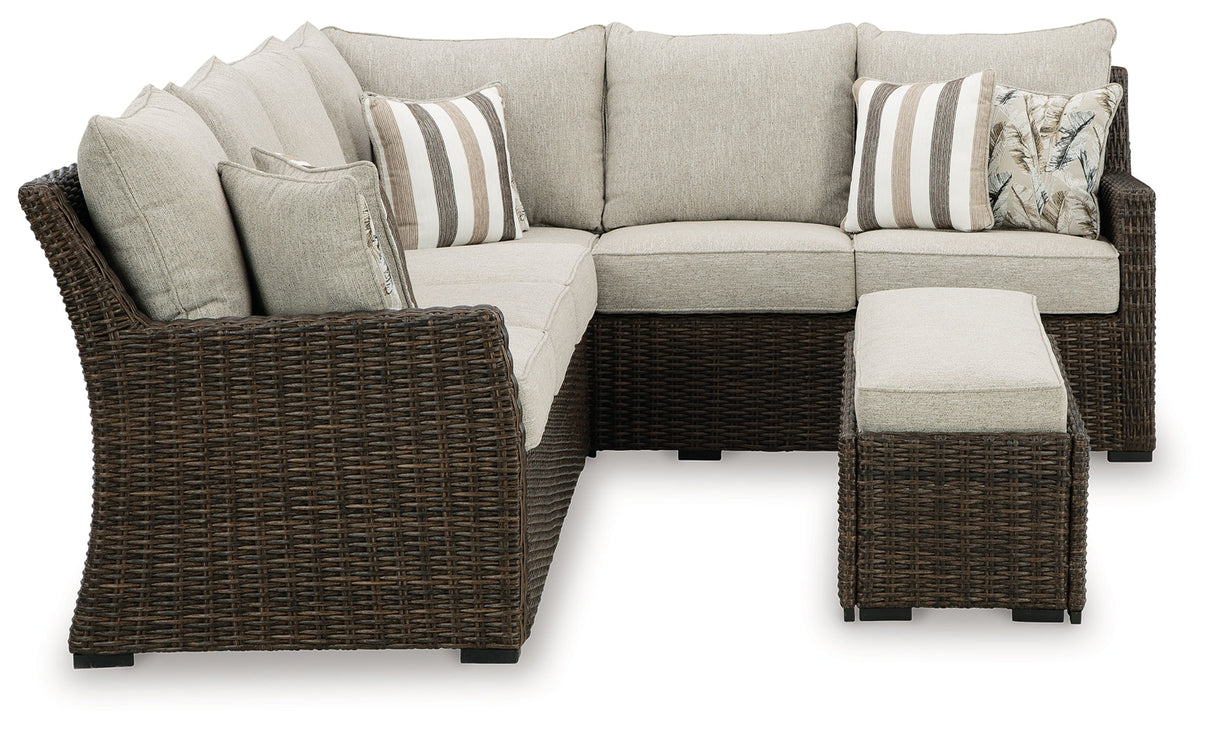 Brook Ranch Brown Outdoor Sofa Sectional/Bench with Cushion