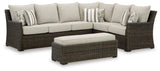 Brook Ranch Brown Outdoor Sofa Sectional with Cushion by Ashley at Eve Furniture