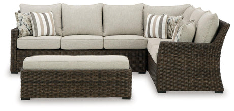 Brook Ranch Brown Outdoor Sofa Sectional with Cushion by Ashley at Eve Furniture