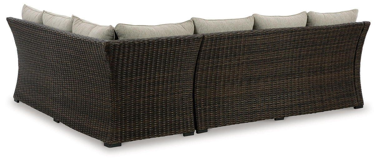 Brook Ranch Brown Outdoor Sofa Sectional with Cushion by Ashley at Eve Furniture