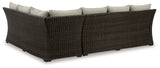 Brook Ranch Brown Outdoor Sofa Sectional with Cushion by Ashley at Eve Furniture