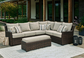 Brook Ranch Brown Outdoor Sofa Sectional with Cushion by Ashley at Eve Furniture