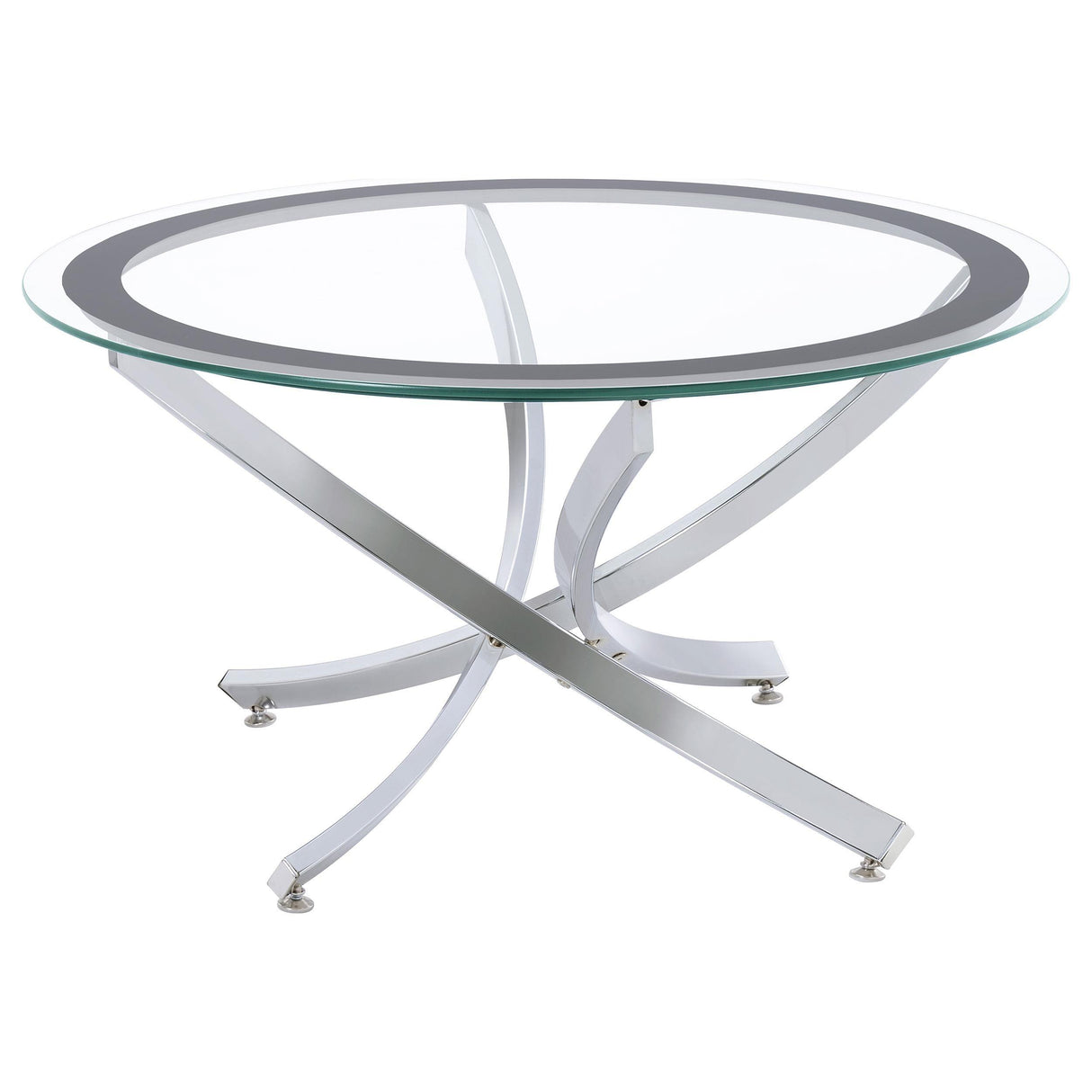 Brooke Chrome 2-piece Round Glass Top Coffee Table Set by Coaster at Eve Furniture