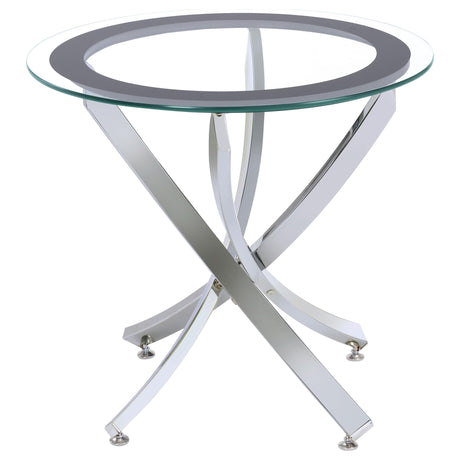 Brooke Chrome 2-piece Round Glass Top Coffee Table Set by Coaster at Eve Furniture
