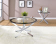 Brooke Chrome 2-piece Round Glass Top Coffee Table Set by Coaster at Eve Furniture