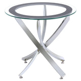 Brooke Chrome 3-piece Round Glass Top Coffee Table Set by Coaster at Eve Furniture