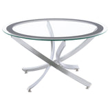 Brooke Chrome/Black Glass Top Coffee Table by Coaster at Eve Furniture
