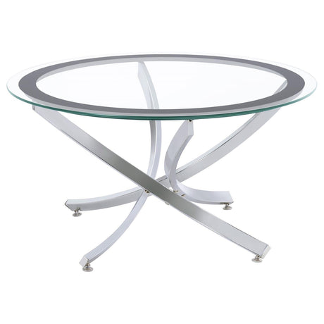 Brooke Chrome/Black Glass Top Coffee Table by Coaster at Eve Furniture