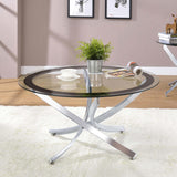 Brooke Chrome/Black Glass Top Coffee Table by Coaster at Eve Furniture