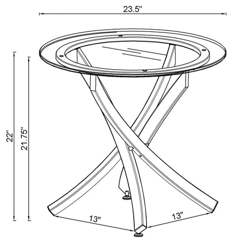Brooke Chrome/Black Glass Top End Table by Coaster at Eve Furniture