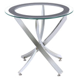 Brooke Chrome/Black Glass Top End Table by Coaster at Eve Furniture