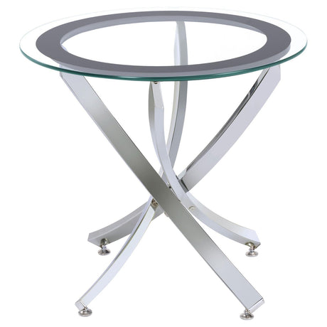 Brooke Chrome/Black Glass Top End Table by Coaster at Eve Furniture