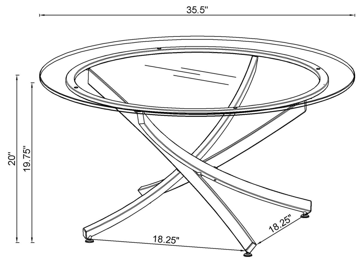 Brooke Chrome/Black Glass Top Coffee Table