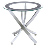 Brooke Glass Top End Table Chrome/Black