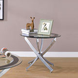 Brooke Glass Top End Table Chrome/Black