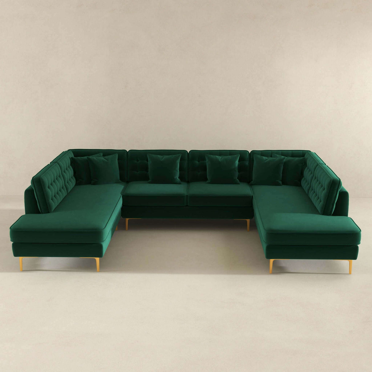 Brooke Green Velvet U Shape Corner Sofa by Ashcroft Furniture at Eve Furniture