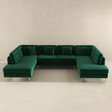Brooke Green Velvet U Shape Corner Sofa by Ashcroft Furniture at Eve Furniture