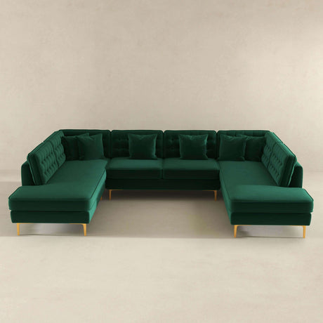 Brooke Green Velvet U Shape Corner Sofa by Ashcroft Furniture at Eve Furniture
