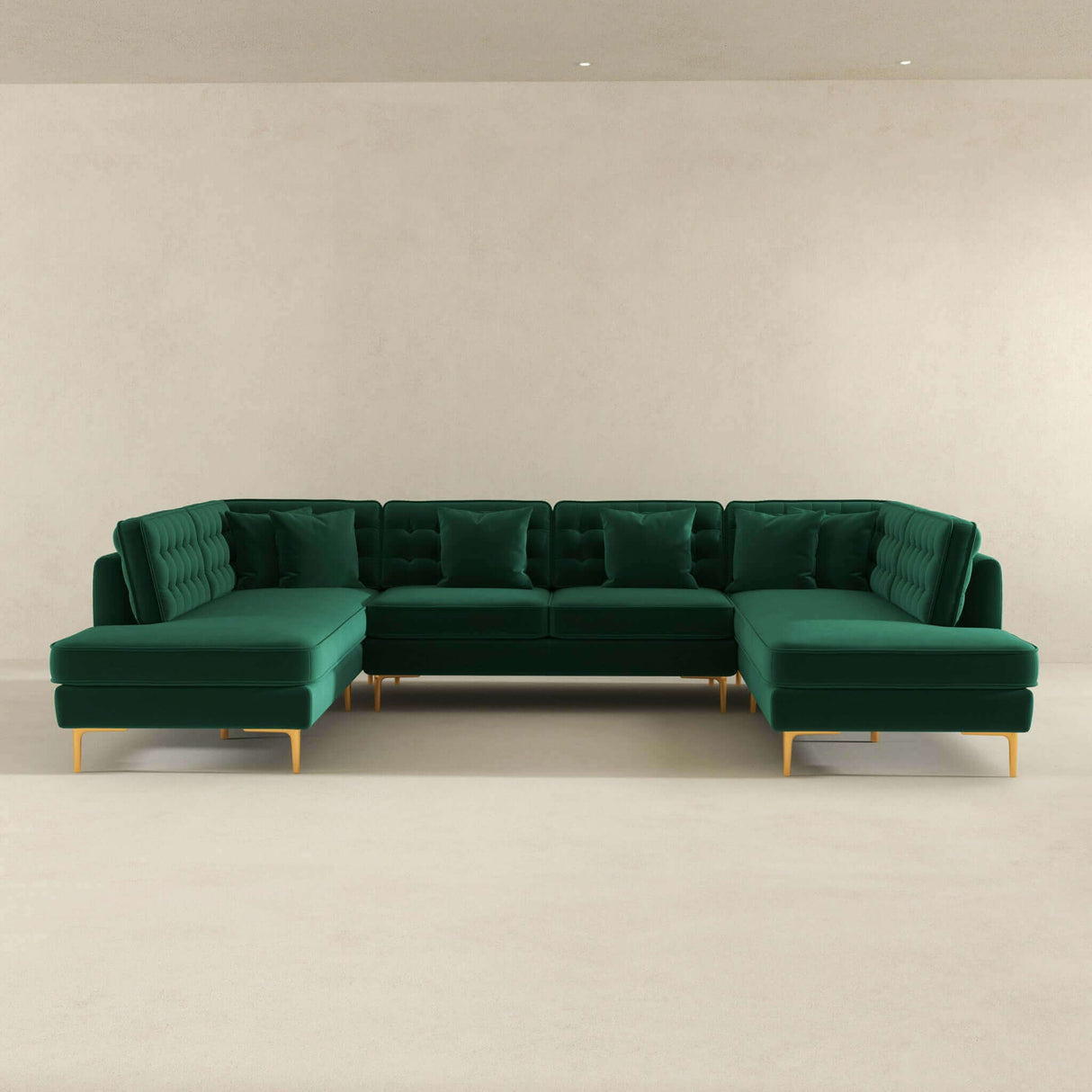 Brooke Green Velvet U Shape Corner Sofa by Ashcroft Furniture at Eve Furniture