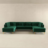 Brooke Green Velvet U Shape Corner Sofa by Ashcroft Furniture at Eve Furniture