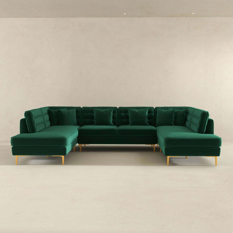 Brooke Green Velvet U Shape Corner Sofa by Ashcroft Furniture at Eve Furniture