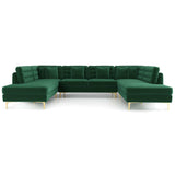 Brooke Green Velvet U Shape Corner Sofa by Ashcroft Furniture at Eve Furniture