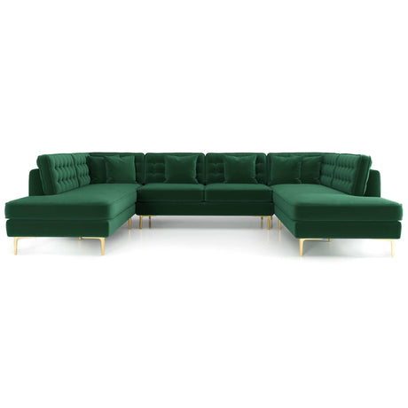 Brooke Green Velvet U Shape Corner Sofa by Ashcroft Furniture at Eve Furniture