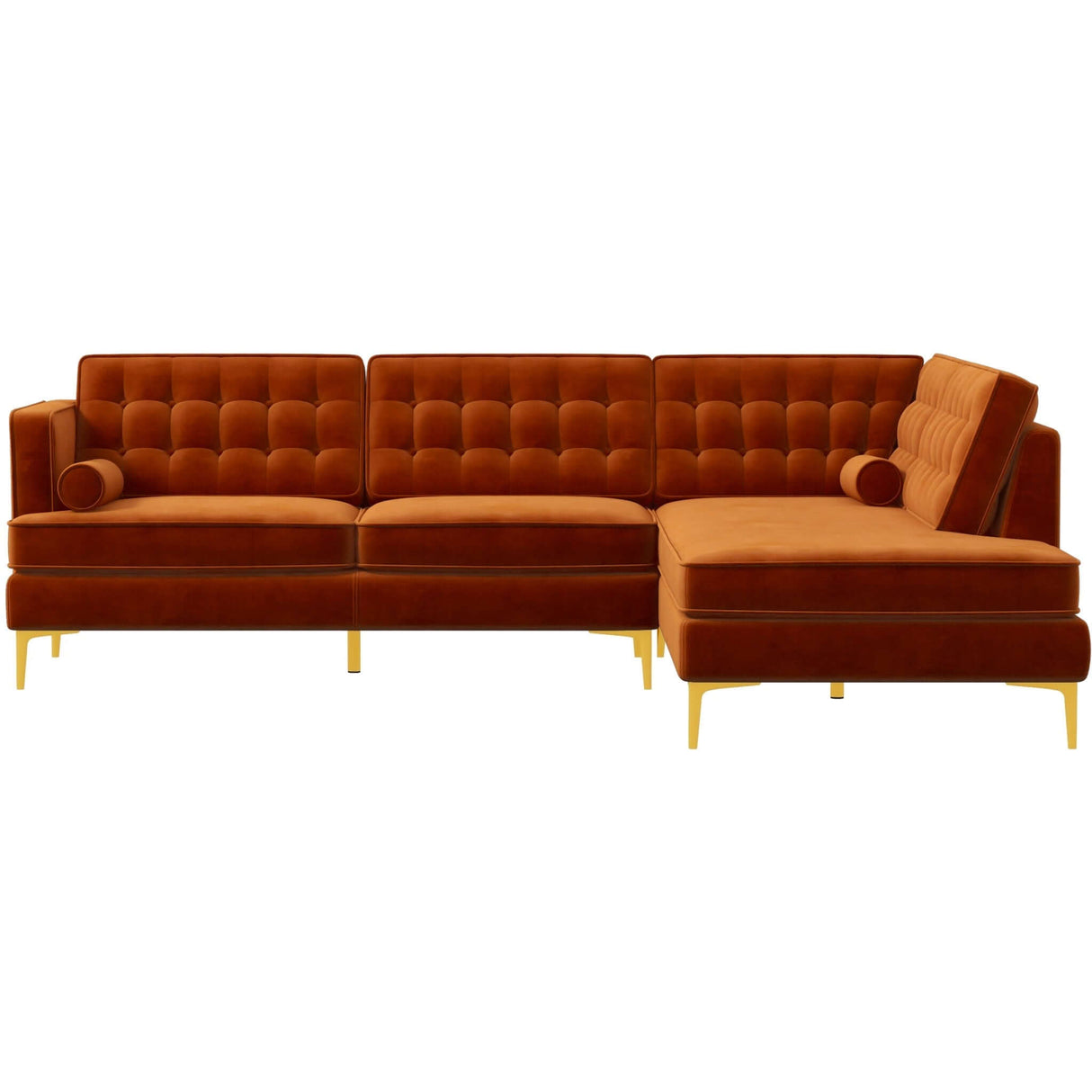 Brooke Mid-Century Modern  Sectional Sofa Blue / Left Facing