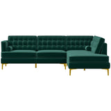Brooke Mid-Century Modern  Sectional Sofa Blue / Right Facing