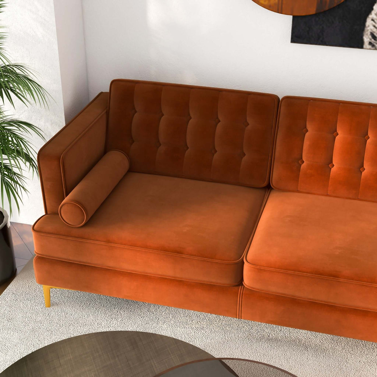 Brooke Mid-Century Modern  Sectional Sofa Green / Left Facing