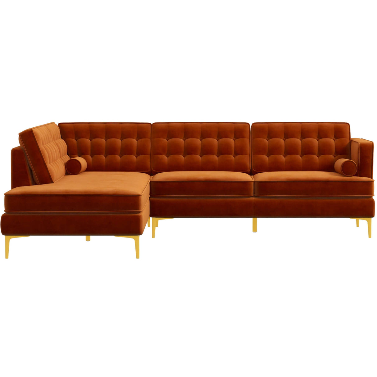 Brooke Mid-Century Modern  Sectional Sofa Green / Right Facing