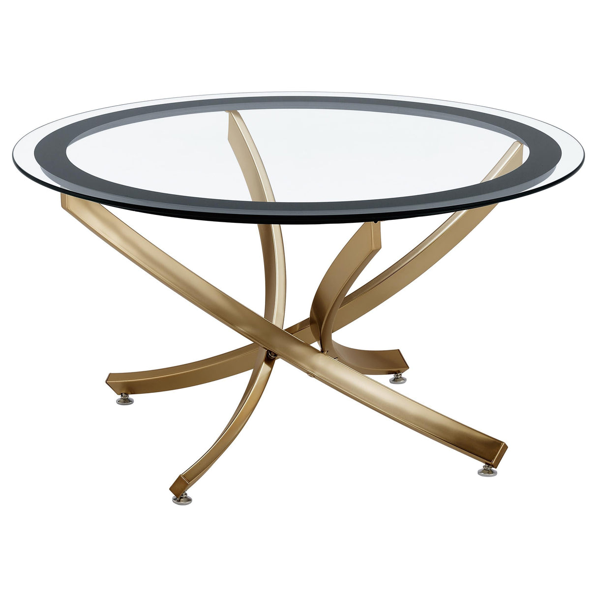 Brooke Rose Brass 3-Piece Round Coffee and End Table Set by Coaster at Eve Furniture
