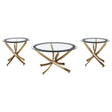 Brooke Rose Brass 3-Piece Round Coffee and End Table Set by Coaster at Eve Furniture