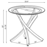 Brooke Round Glass Top Side End Table Metal Base Brass by Coaster at Eve Furniture