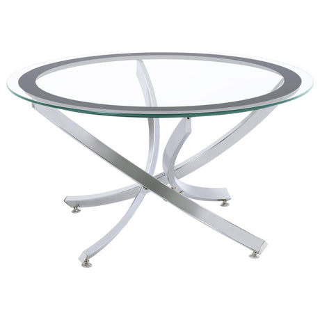 Brooke Chrome 2-piece Round Glass Top Coffee Table Set by Coaster at Eve Furniture