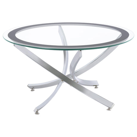 Brooke Chrome 3-piece Round Glass Top Coffee Table Set by Coaster at Eve Furniture