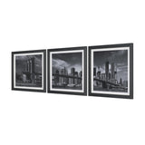 Brooklyn Bridge (Set of 3) by Richard Silver Textured Framed Art Print Matted under Glass by Mercana at Eve Furniture