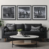 Brooklyn Bridge (Set of 3) by Richard Silver Textured Framed Art Print Matted under Glass by Mercana at Eve Furniture