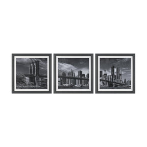 Brooklyn Bridge (Set of 3) by Richard Silver Textured Framed Art Print Matted under Glass by Mercana at Eve Furniture