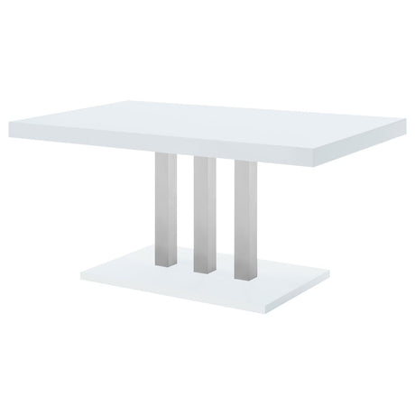 Brooklyn White High Gloss/Chrome Rectangular Dining Table by Coaster at Eve Furniture