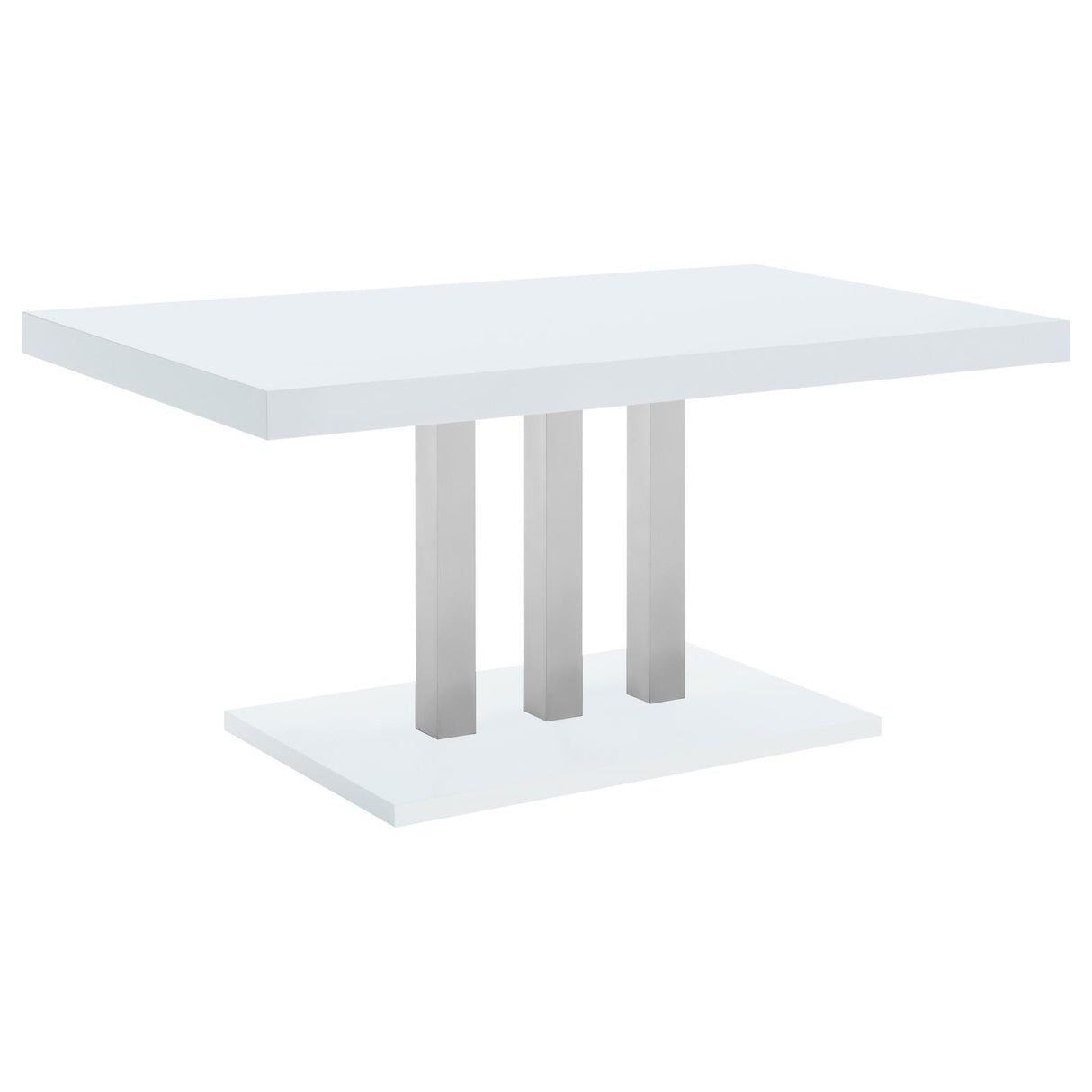 Brooklyn White High Gloss/Chrome Rectangular Dining Table by Coaster at Eve Furniture