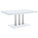 Brooklyn White High Gloss/Chrome Rectangular Dining Table by Coaster at Eve Furniture