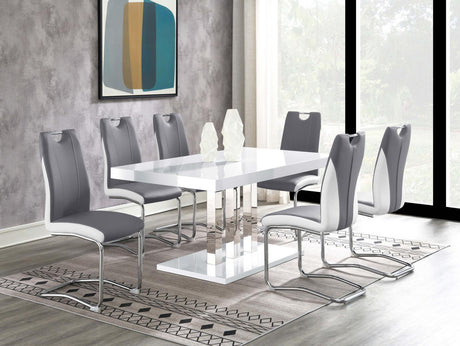 Brooklyn White High Gloss/Chrome Rectangular Dining Table by Coaster at Eve Furniture