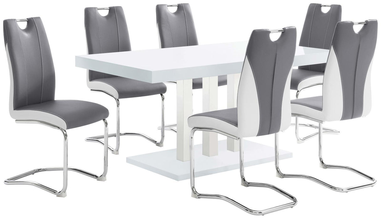 Brooklyn White High Gloss/Chrome Rectangular Dining Table by Coaster at Eve Furniture