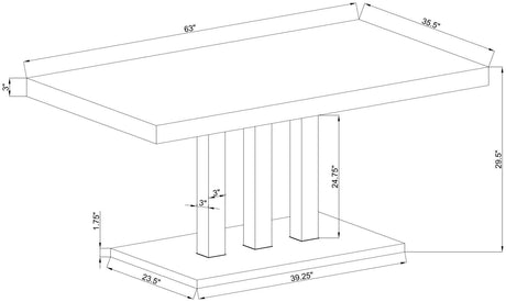 Brooklyn White High Gloss/Chrome Rectangular Dining Table by Coaster at Eve Furniture