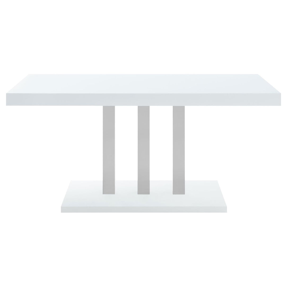 Brooklyn White High Gloss/Chrome Rectangular Dining Table by Coaster at Eve Furniture