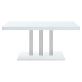 Brooklyn White High Gloss/Chrome Rectangular Dining Table by Coaster at Eve Furniture