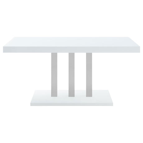 Brooklyn White High Gloss/Chrome Rectangular Dining Table by Coaster at Eve Furniture