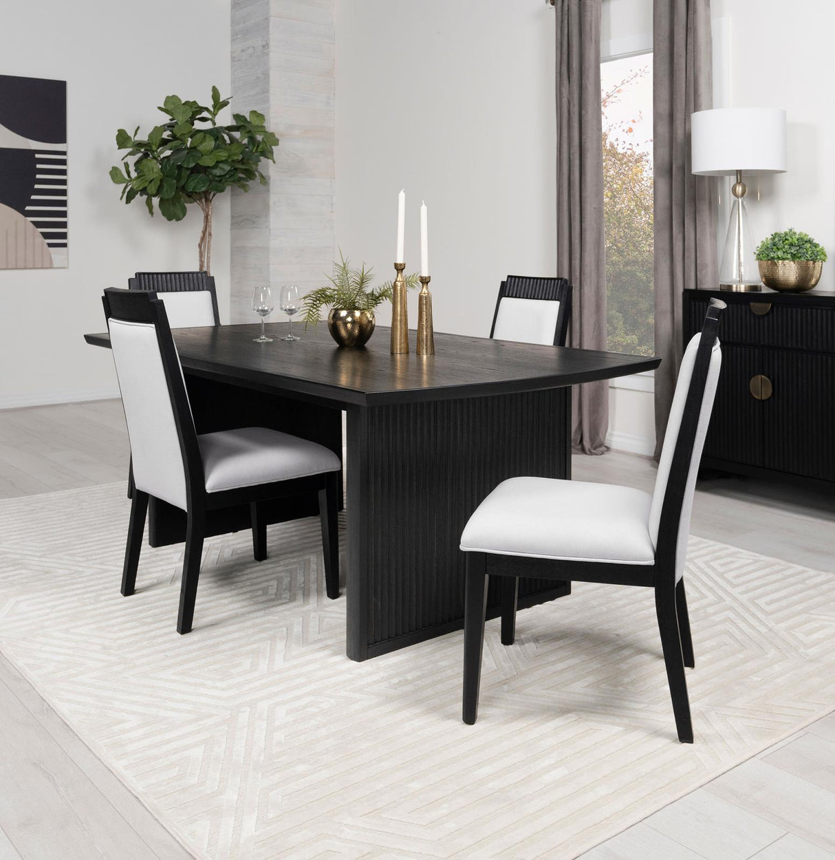 Brookmead Black 5-Piece Rectangular Dining Set with 18" Removable Extension Leaf